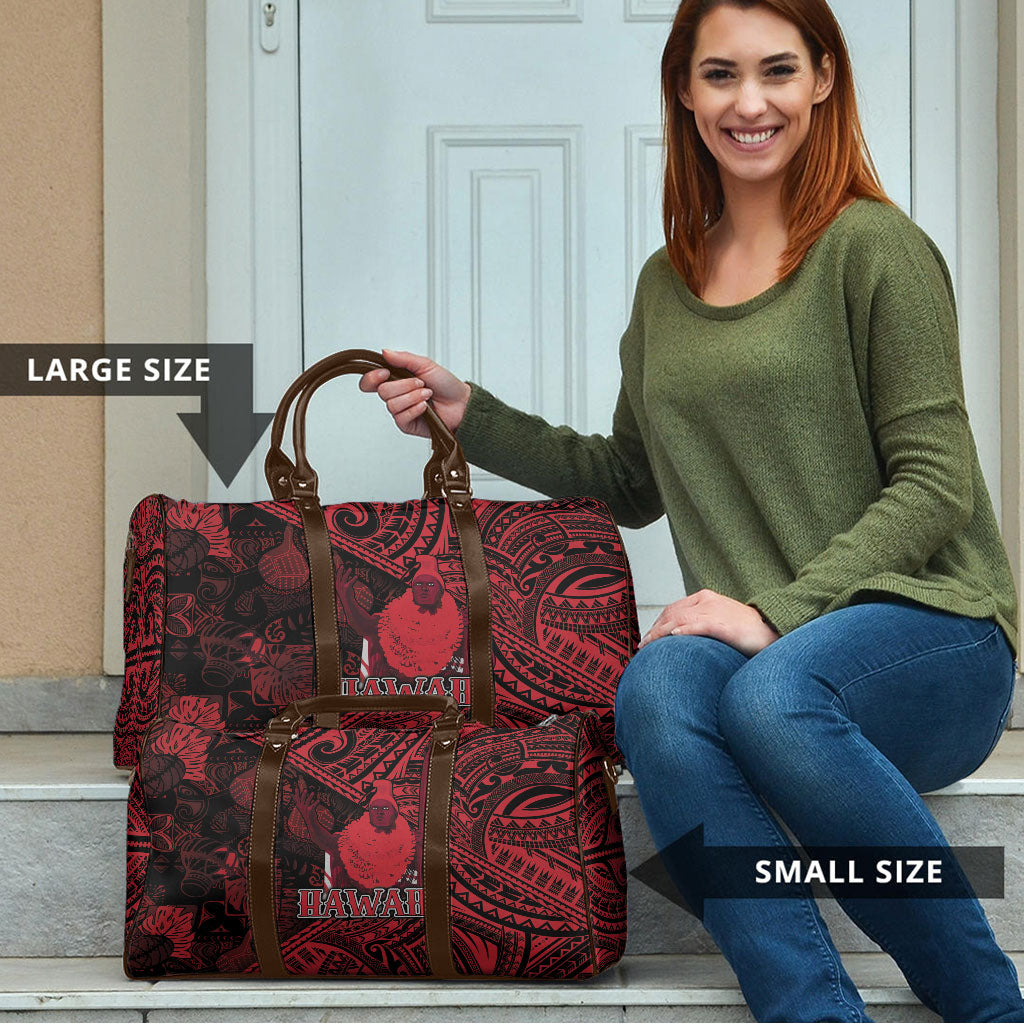 Hawaii King Kamehameha Travel Bag With Hawaiian Ipu Motifs Red Version LT05 - Polynesian Pride