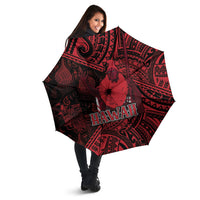 Hawaii King Kamehameha Umbrella With Hawaiian Ipu Motifs Red Version