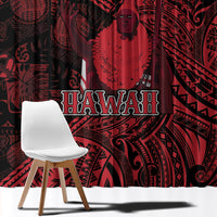 Hawaii King Kamehameha Window Curtain With Hawaiian Ipu Motifs Red Version