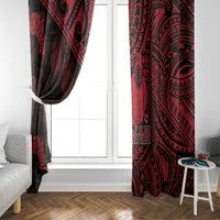 Hawaii King Kamehameha Window Curtain With Hawaiian Ipu Motifs Red Version