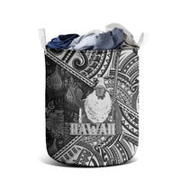 Hawaii King Kamehameha Laundry Basket With Hawaiian Ipu Motifs Black Version