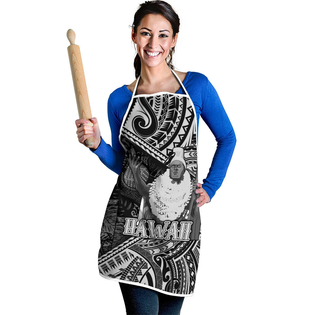 Hawaii King Kamehameha Apron With Hawaiian Ipu Motifs Black Version