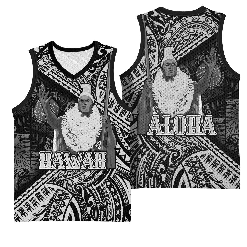Hawaii King Kamehameha Basketball Jersey With Hawaiian Ipu Motifs Black Version LT05 - Polynesian Pride
