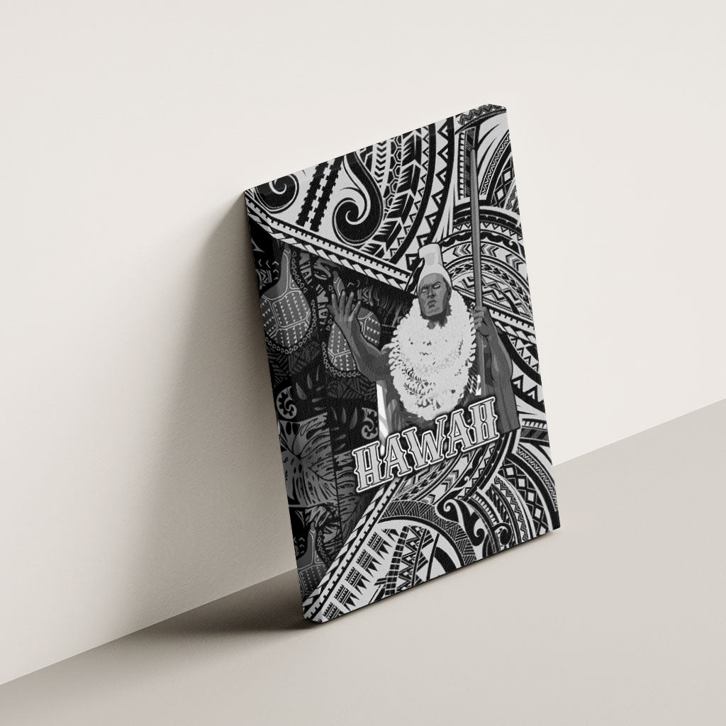 Hawaii King Kamehameha Canvas Wall Art With Hawaiian Ipu Motifs Black Version
