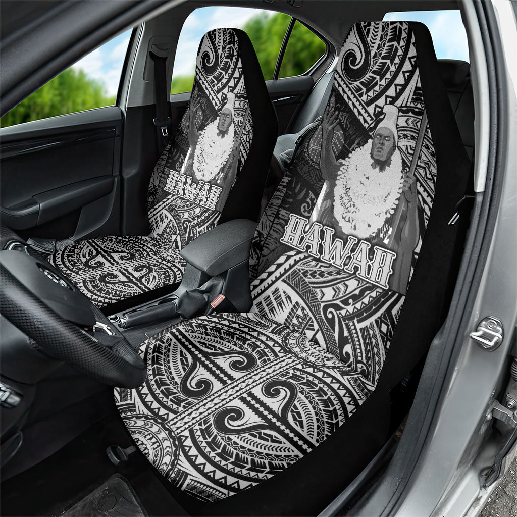 Hawaii King Kamehameha Car Seat Cover With Hawaiian Ipu Motifs Black Version