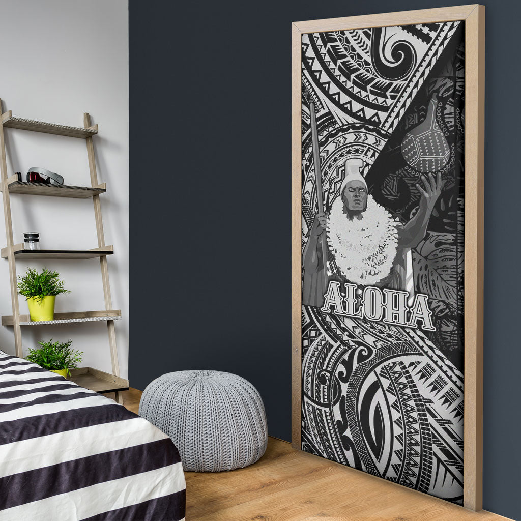 Hawaii King Kamehameha Door Cover With Hawaiian Ipu Motifs Black Version