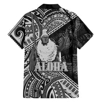 Hawaii King Kamehameha Family Matching Tank Maxi Dress and Hawaiian Shirt With Hawaiian Ipu Motifs Black Version LT05 - Polynesian Pride