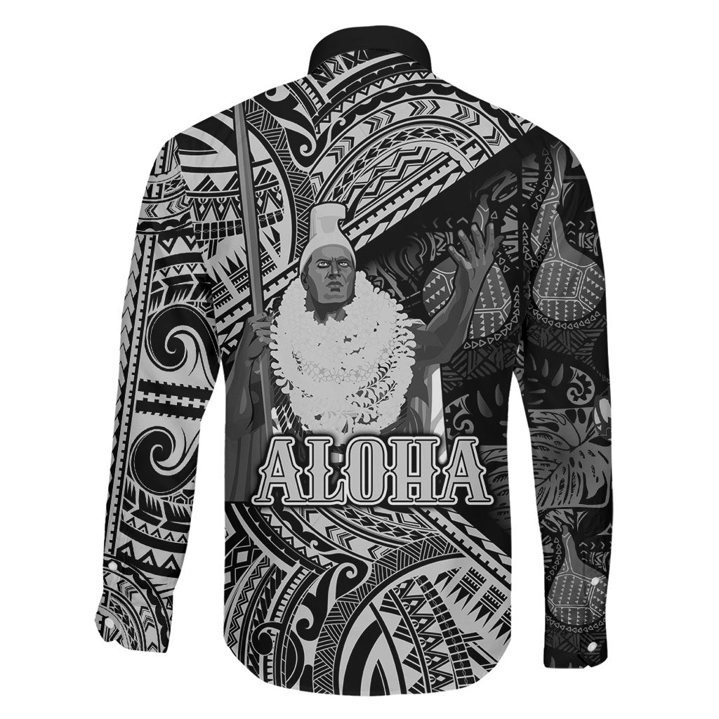 Hawaii King Kamehameha Family Matching Tank Maxi Dress and Hawaiian Shirt With Hawaiian Ipu Motifs Black Version LT05 - Polynesian Pride
