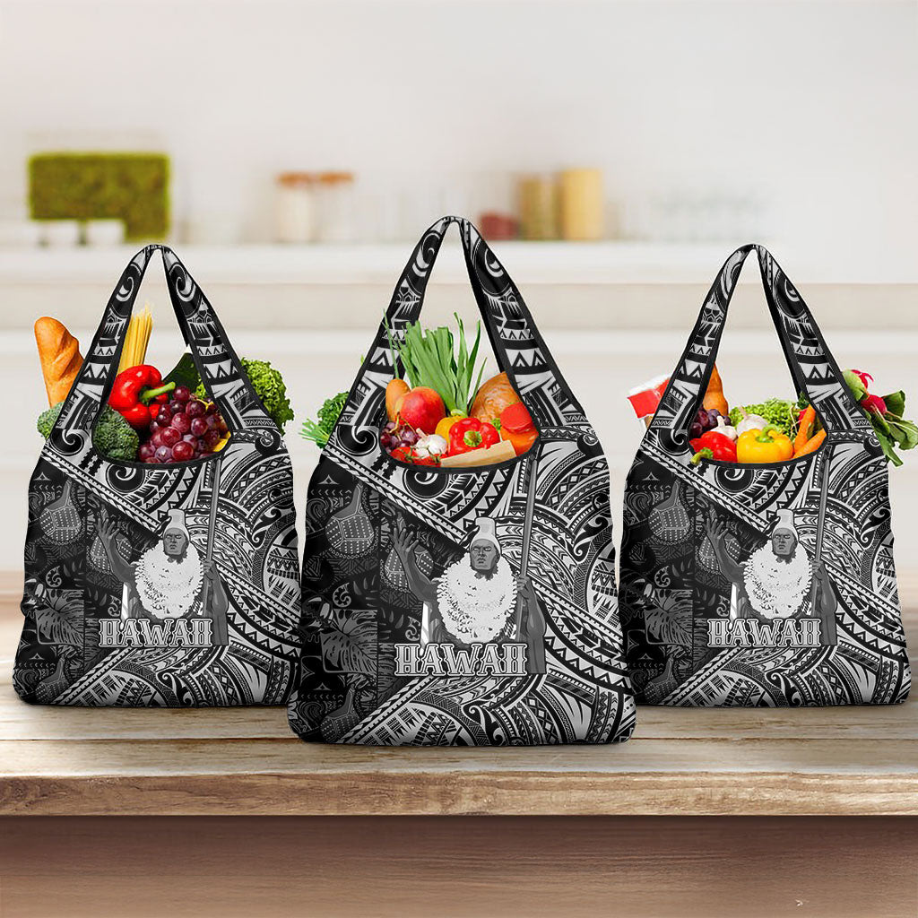 Hawaii King Kamehameha Grocery Bag With Hawaiian Ipu Motifs Black Version