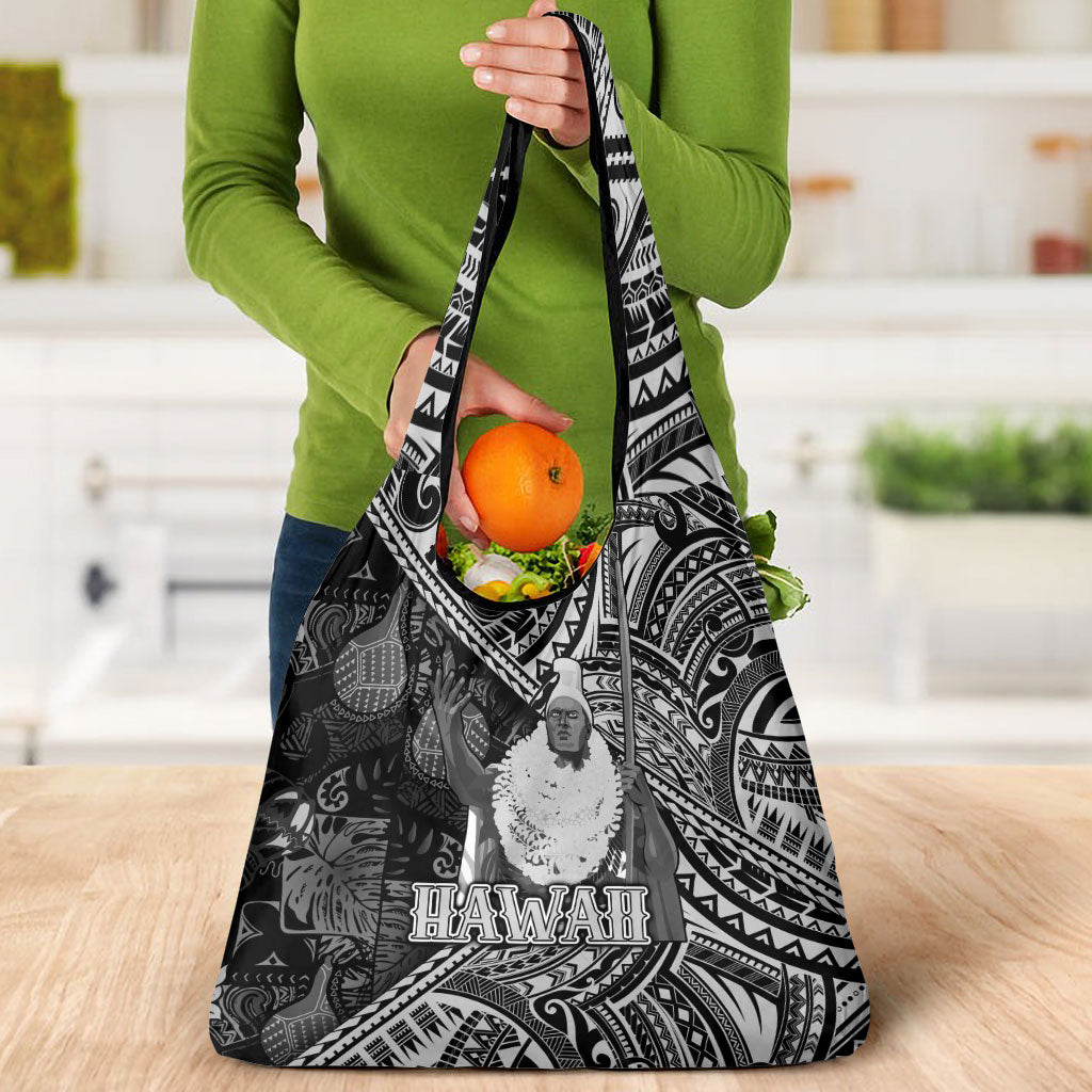 Hawaii King Kamehameha Grocery Bag With Hawaiian Ipu Motifs Black Version