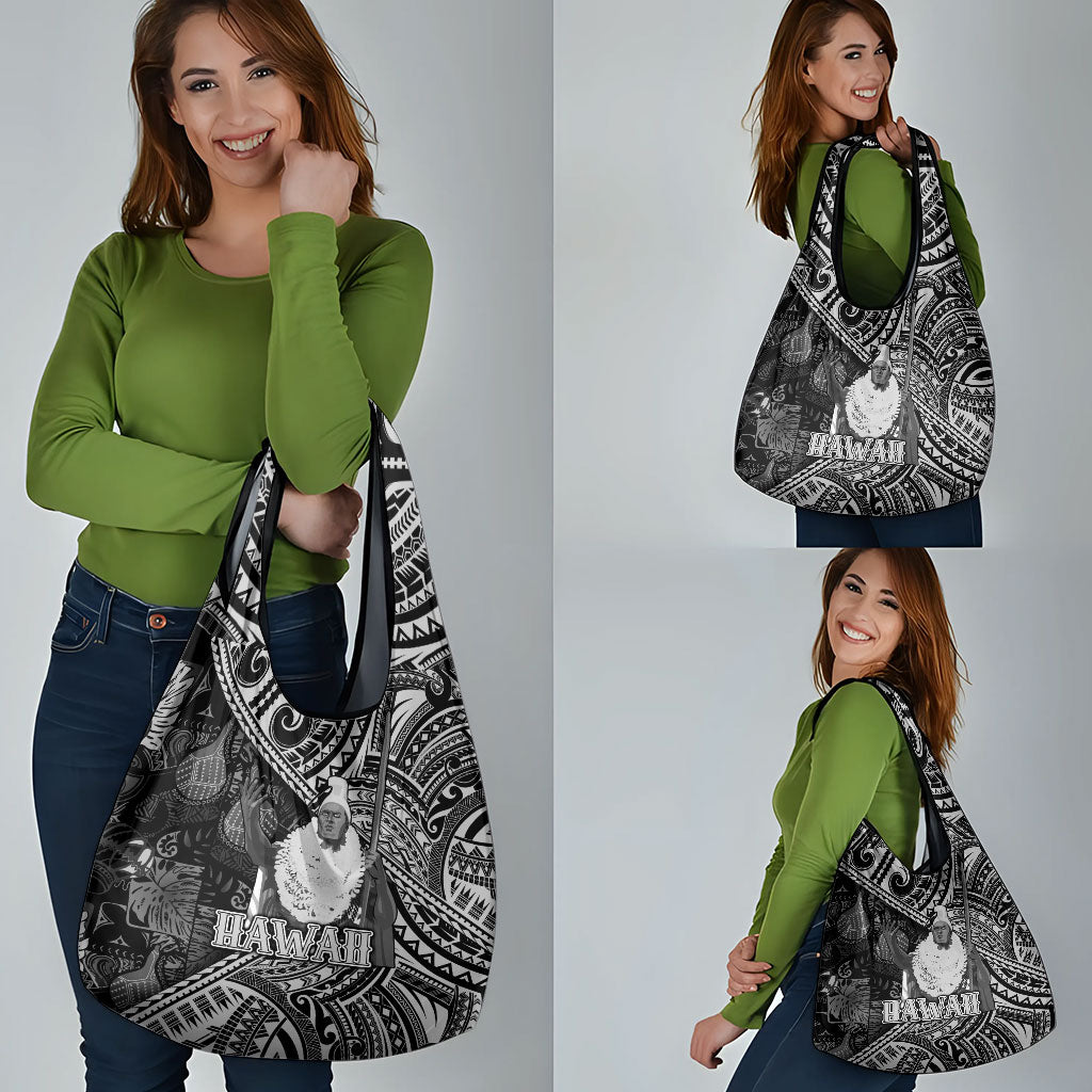 Hawaii King Kamehameha Grocery Bag With Hawaiian Ipu Motifs Black Version