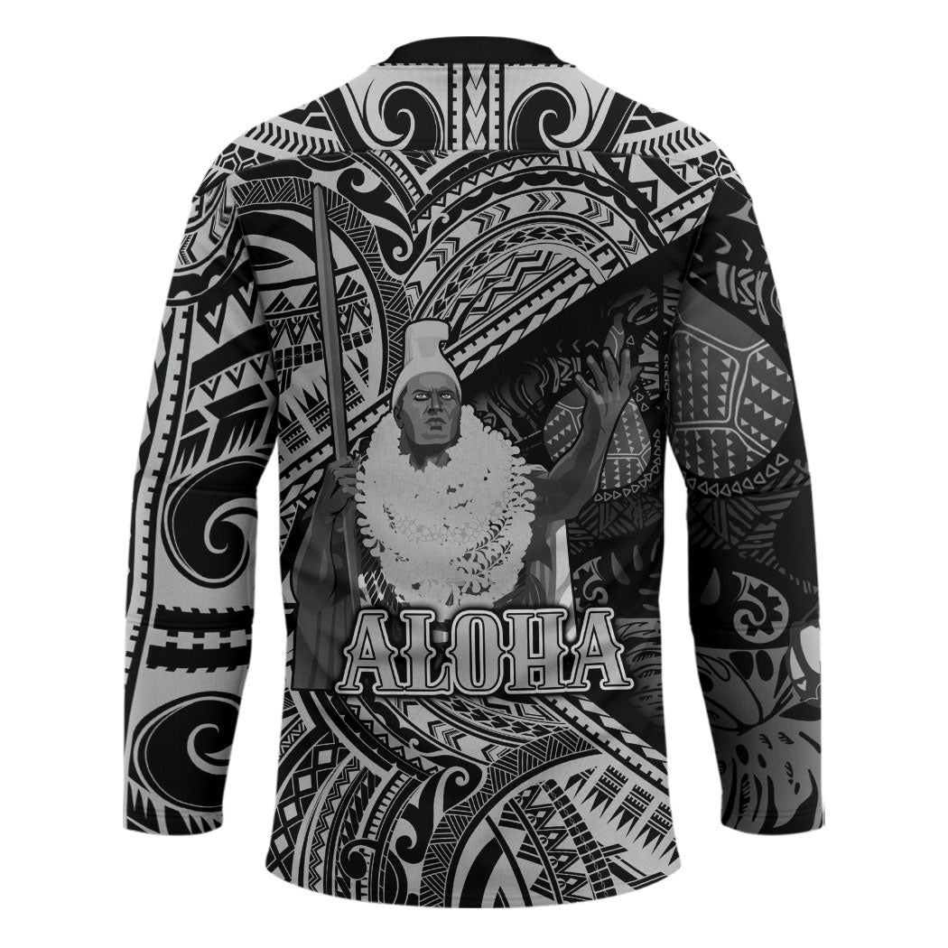 Hawaii King Kamehameha Hockey Jersey With Hawaiian Ipu Motifs Black Version
