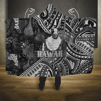 Hawaii King Kamehameha Hooded Blanket With Hawaiian Ipu Motifs Black Version