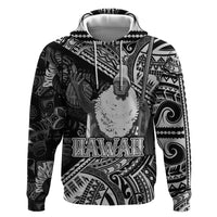 Hawaii King Kamehameha Hoodie With Hawaiian Ipu Motifs Black Version LT05 Pullover Hoodie Black - Polynesian Pride