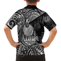 Hawaii King Kamehameha Kid Hawaiian Shirt With Hawaiian Ipu Motifs Black Version