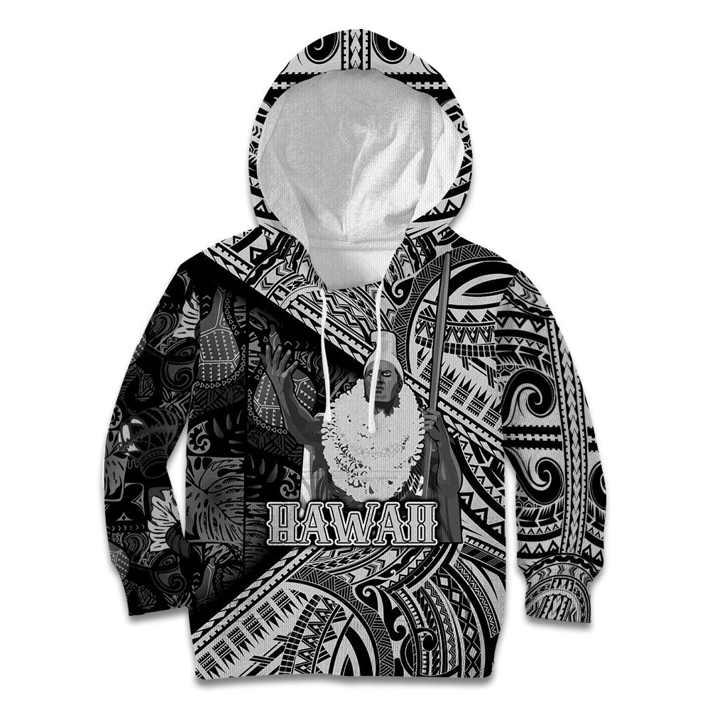 Hawaii King Kamehameha Kid Hoodie With Hawaiian Ipu Motifs Black Version