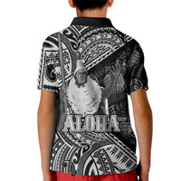 Hawaii King Kamehameha Kid Polo Shirt With Hawaiian Ipu Motifs Black Version