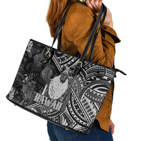 Hawaii King Kamehameha Leather Tote Bag With Hawaiian Ipu Motifs Black Version