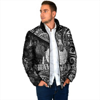 Hawaii King Kamehameha Padded Jacket With Hawaiian Ipu Motifs Black Version