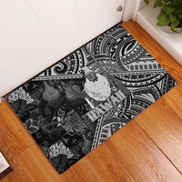 Hawaii King Kamehameha Rubber Doormat With Hawaiian Ipu Motifs Black Version