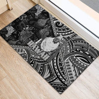 Hawaii King Kamehameha Rubber Doormat With Hawaiian Ipu Motifs Black Version