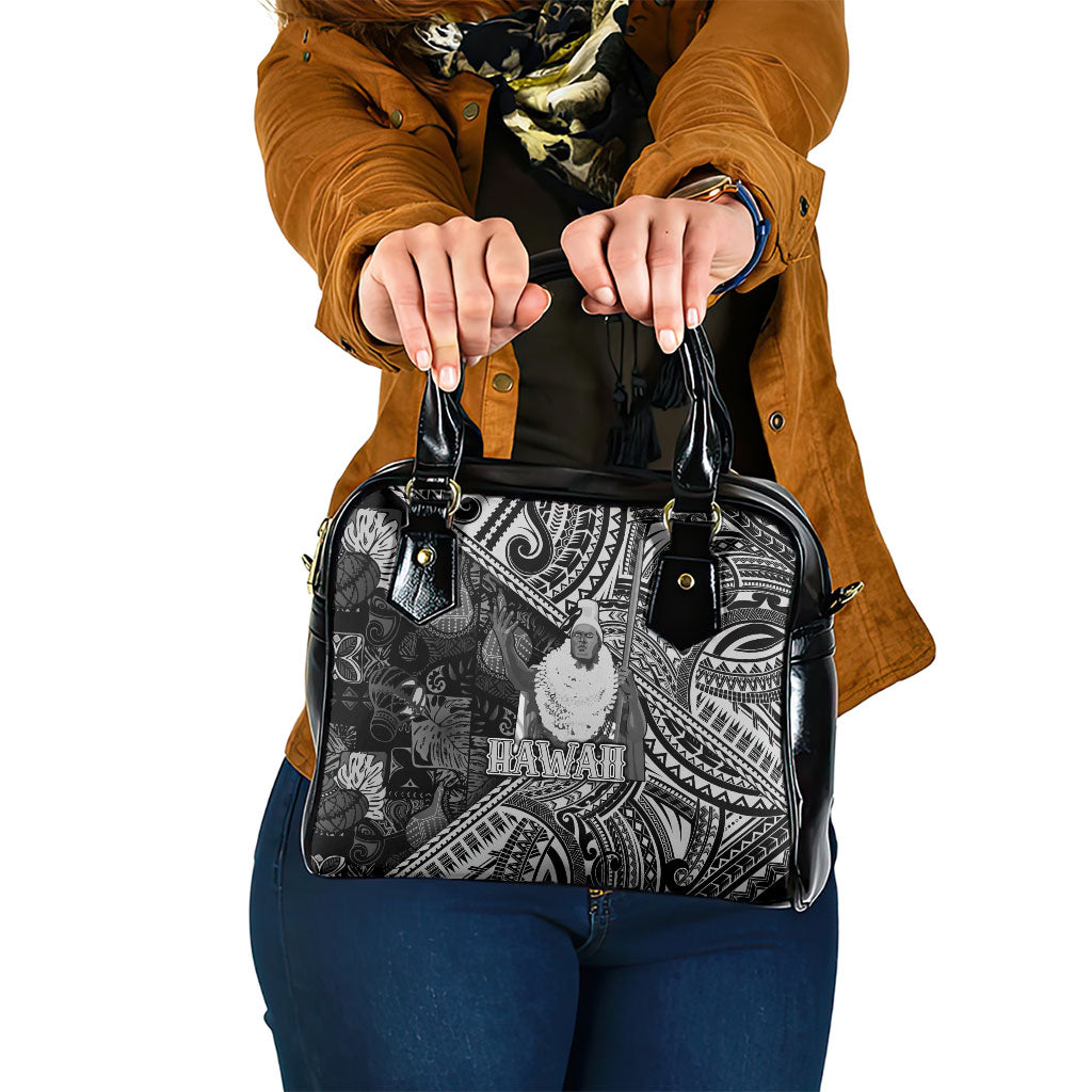 Hawaii King Kamehameha Shoulder Handbag With Hawaiian Ipu Motifs Black Version
