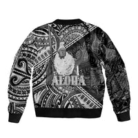Hawaii King Kamehameha Sleeve Zip Bomber Jacket With Hawaiian Ipu Motifs Black Version