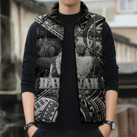 Hawaii King Kamehameha Sleeveless Puffer Jacket With Hawaiian Ipu Motifs Black Version