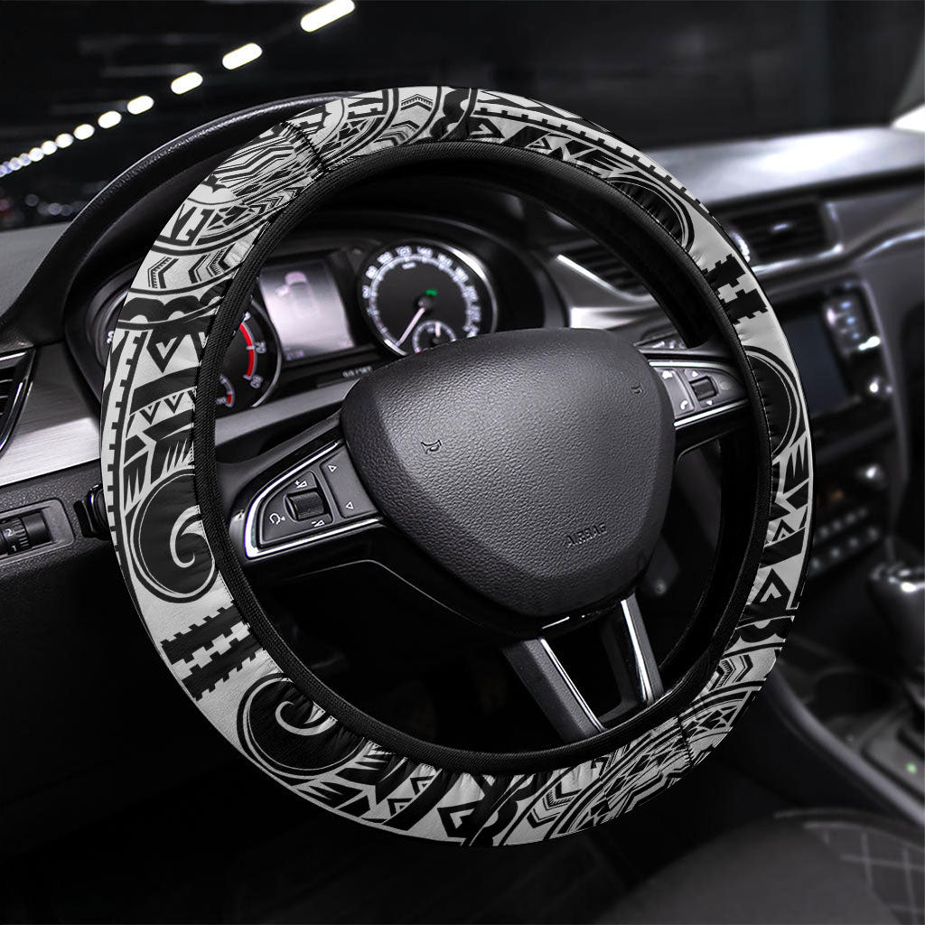 Hawaii King Kamehameha Steering Wheel Cover With Hawaiian Ipu Motifs Black Version