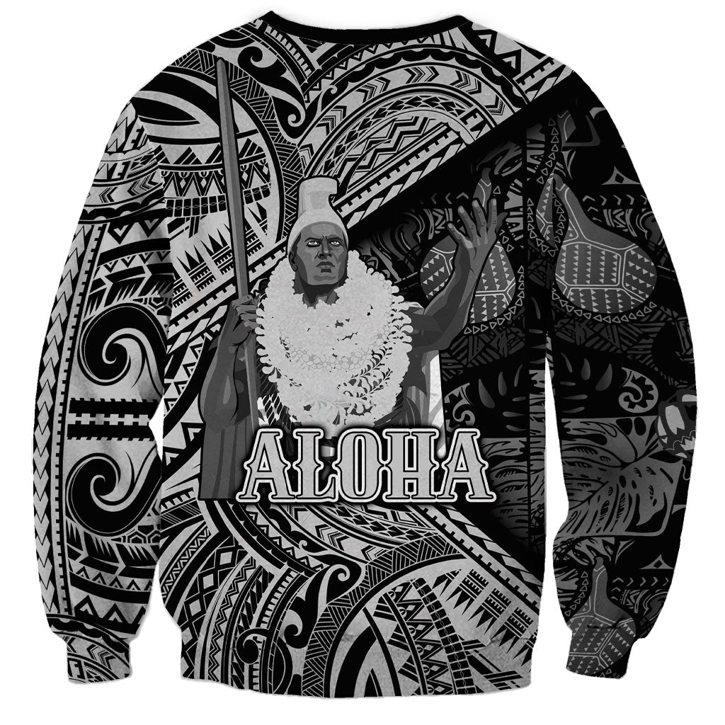 Hawaii King Kamehameha Sweatshirt With Hawaiian Ipu Motifs Black Version