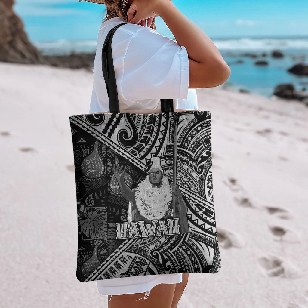 Hawaii King Kamehameha Tote Bag With Hawaiian Ipu Motifs Black Version