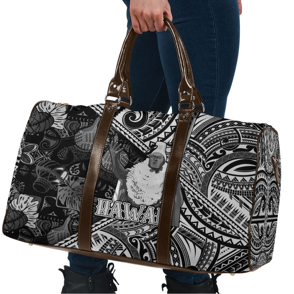 Hawaii King Kamehameha Travel Bag With Hawaiian Ipu Motifs Black Version