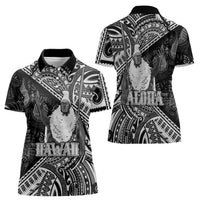 Hawaii King Kamehameha Women Polo Shirt With Hawaiian Ipu Motifs Black Version LT05 - Polynesian Pride