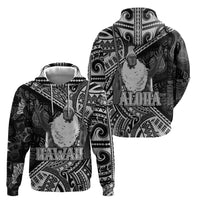 Hawaii King Kamehameha Zip Hoodie With Hawaiian Ipu Motifs Black Version