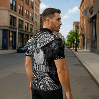 Hawaii King Kamehameha Zipper Polo Shirt With Hawaiian Ipu Motifs Black Version