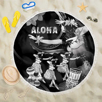 Hawaii Beautiful Hula Dancers Beach Blanket With Ipu Keke And Pahu Drum LT05 One Size 150cm Black - Polynesian Pride