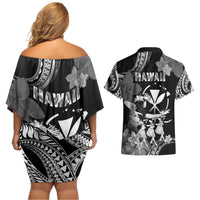Hawaii Beautiful Hula Dancers Couples Matching Off Shoulder Short Dress and Hawaiian Shirt With Ipu Keke And Pahu Drum LT05 - Polynesian Pride