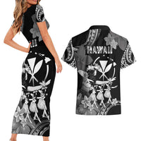 Hawaii Beautiful Hula Dancers Couples Matching Short Sleeve Bodycon Dress and Hawaiian Shirt With Ipu Keke And Pahu Drum LT05 - Polynesian Pride
