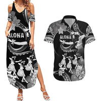Hawaii Beautiful Hula Dancers Couples Matching Summer Maxi Dress and Hawaiian Shirt With Ipu Keke And Pahu Drum LT05 Black - Polynesian Pride