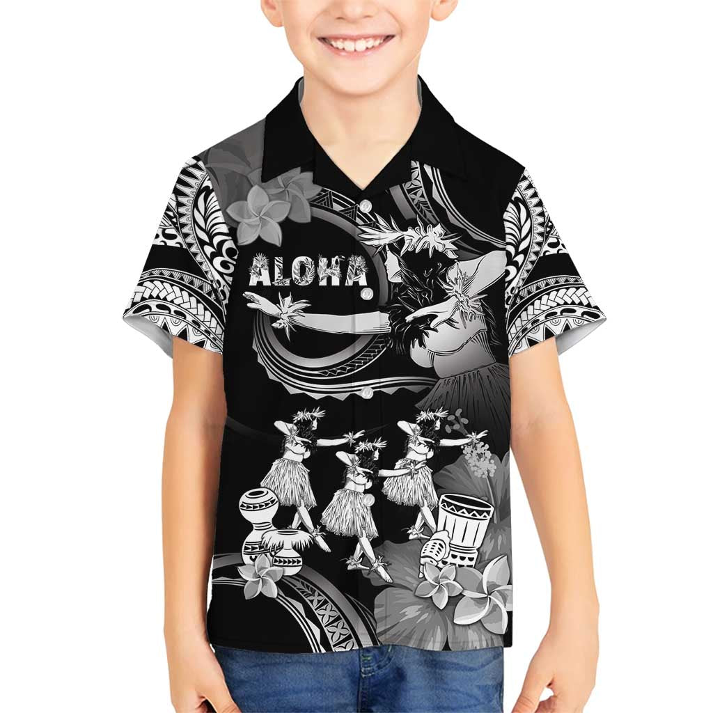 Hawaii Beautiful Hula Dancers Family Matching Long Sleeve Bodycon Dress and Hawaiian Shirt With Ipu Keke And Pahu Drum LT05 Son's Shirt Black - Polynesian Pride