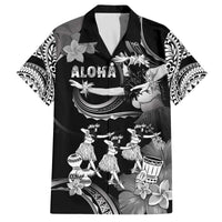 Hawaii Beautiful Hula Dancers Family Matching Off Shoulder Short Dress and Hawaiian Shirt With Ipu Keke And Pahu Drum LT05 Dad's Shirt - Short Sleeve Black - Polynesian Pride