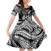 Hawaii Beautiful Hula Dancers Family Matching Puletasi and Hawaiian Shirt With Ipu Keke And Pahu Drum LT05 Daughter's Dress Black - Polynesian Pride