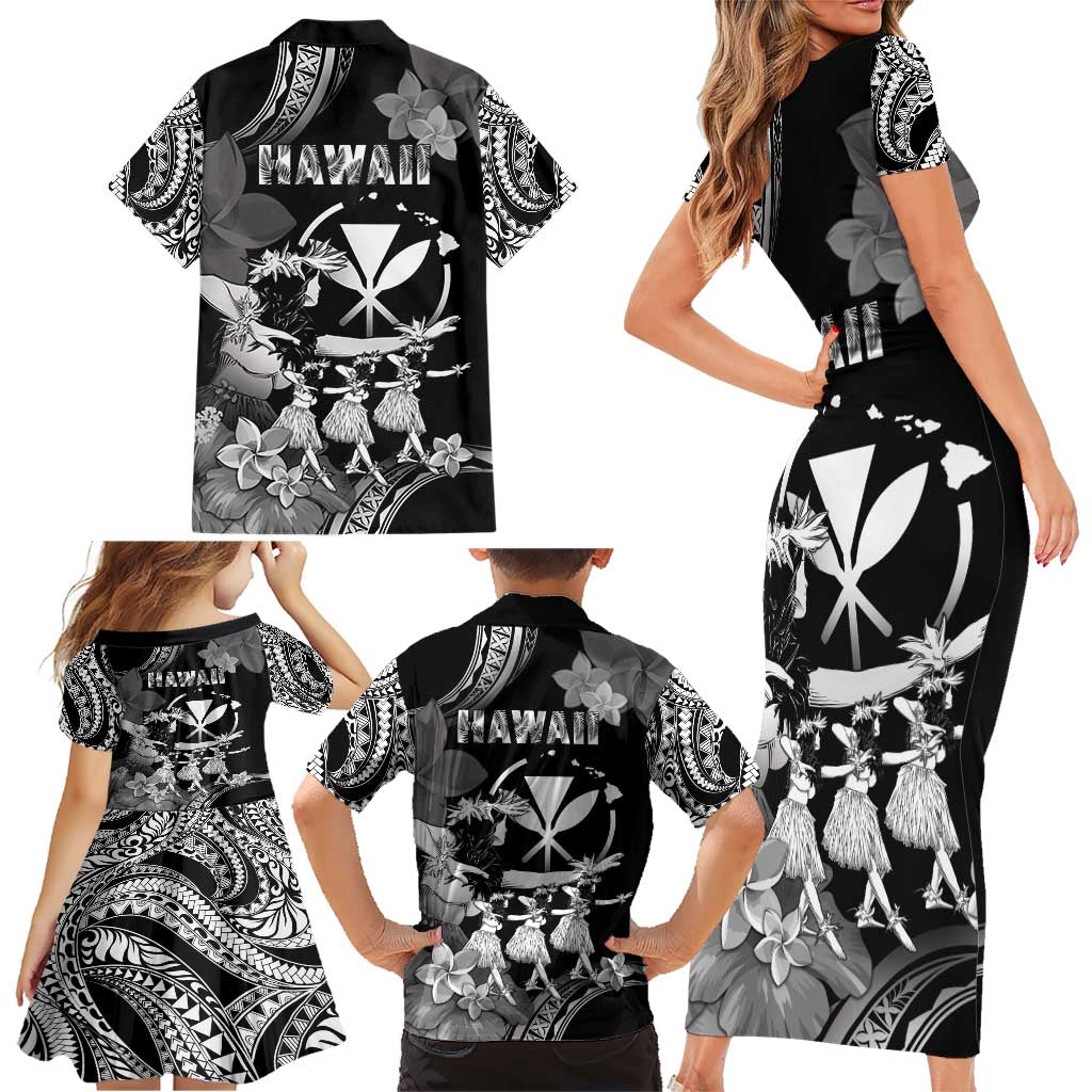 Hawaii Beautiful Hula Dancers Family Matching Short Sleeve Bodycon Dress and Hawaiian Shirt With Ipu Keke And Pahu Drum LT05 - Polynesian Pride