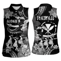Hawaii Beautiful Hula Dancers Women Sleeveless Polo Shirt With Ipu Keke And Pahu Drum LT05 - Polynesian Pride