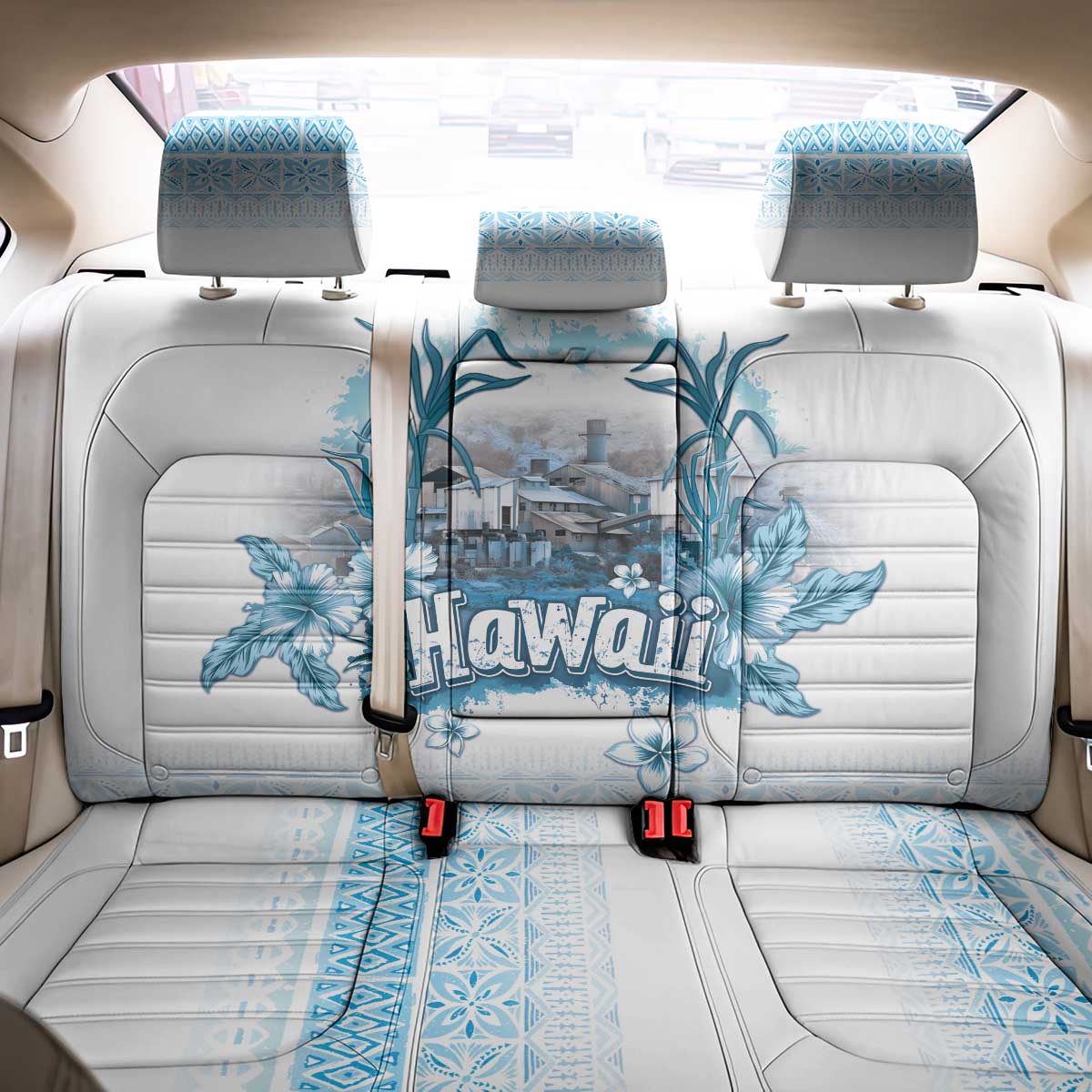 Hawaii Sugar Plantation Back Car Seat Cover With Hawaiian Tapa Pattern LT05 - Polynesian Pride
