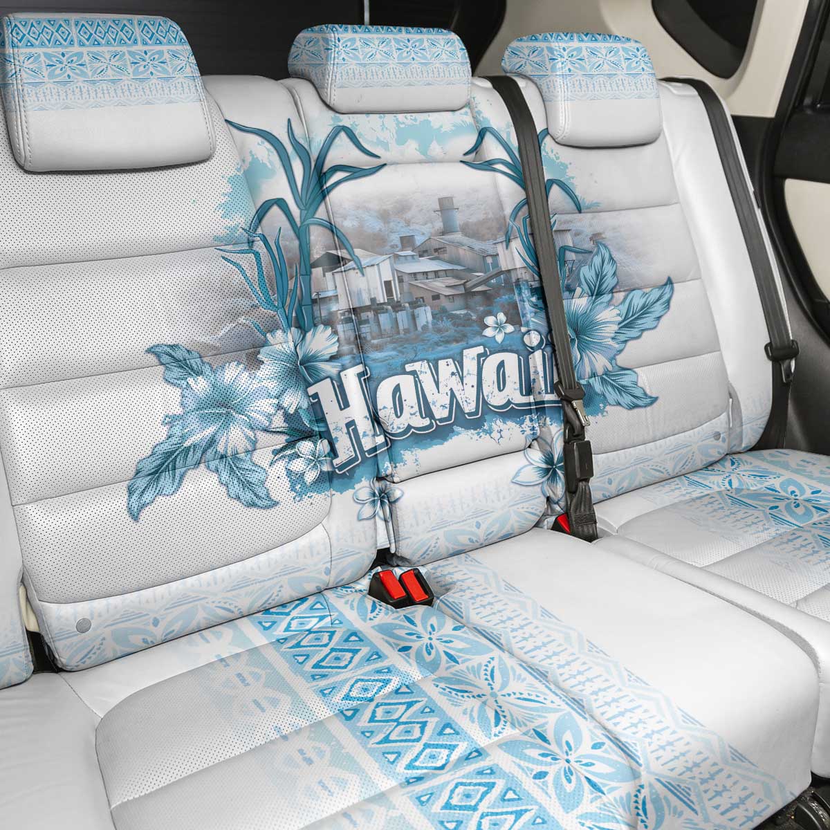 Hawaii Sugar Plantation Back Car Seat Cover With Hawaiian Tapa Pattern LT05 - Polynesian Pride