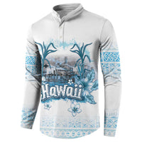 Hawaii Sugar Plantation Button Sweatshirt With Hawaiian Tapa Pattern