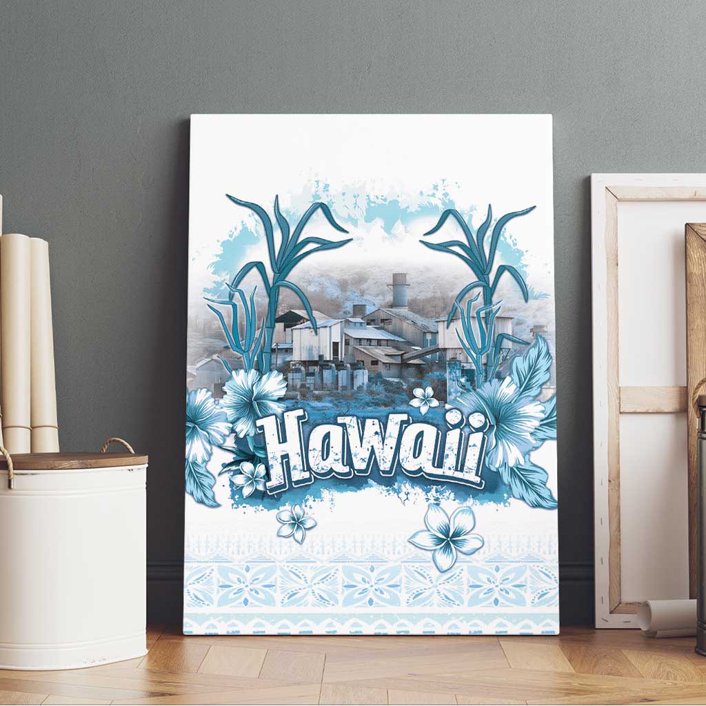 Hawaii Sugar Plantation Canvas Wall Art With Hawaiian Tapa Pattern
