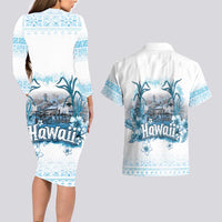 Hawaii Sugar Plantation Couples Matching Long Sleeve Bodycon Dress and Hawaiian Shirt With Hawaiian Tapa Pattern LT05 - Polynesian Pride