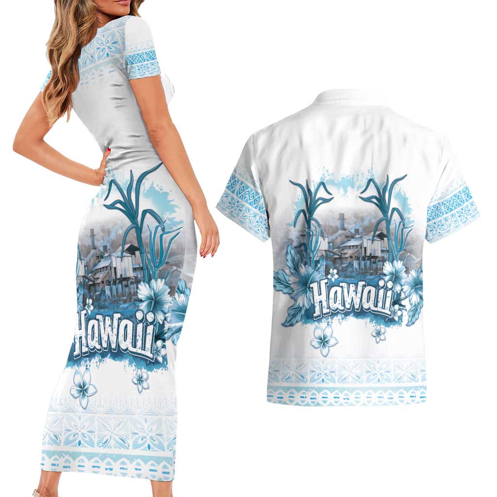 Hawaii Sugar Plantation Couples Matching Short Sleeve Bodycon Dress and Hawaiian Shirt With Hawaiian Tapa Pattern LT05 - Polynesian Pride